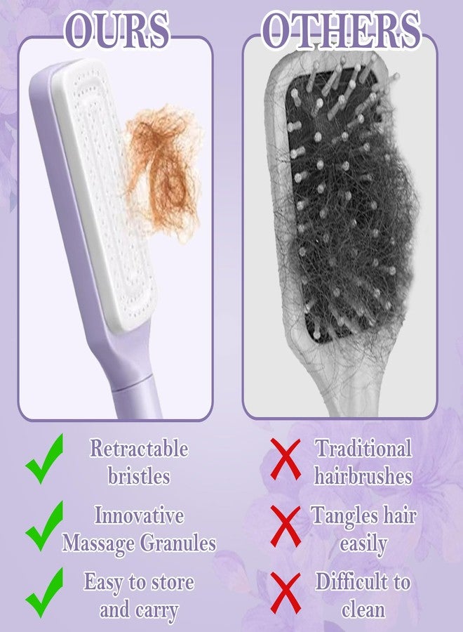 فرشاة شعر ذاتية التنظيف من جيديبان مزودة بمشط على شكل ذيل فأر، فرشاة شعر قابلة للسحب للنساء لإزالة الشعر بسهولة - Image 5